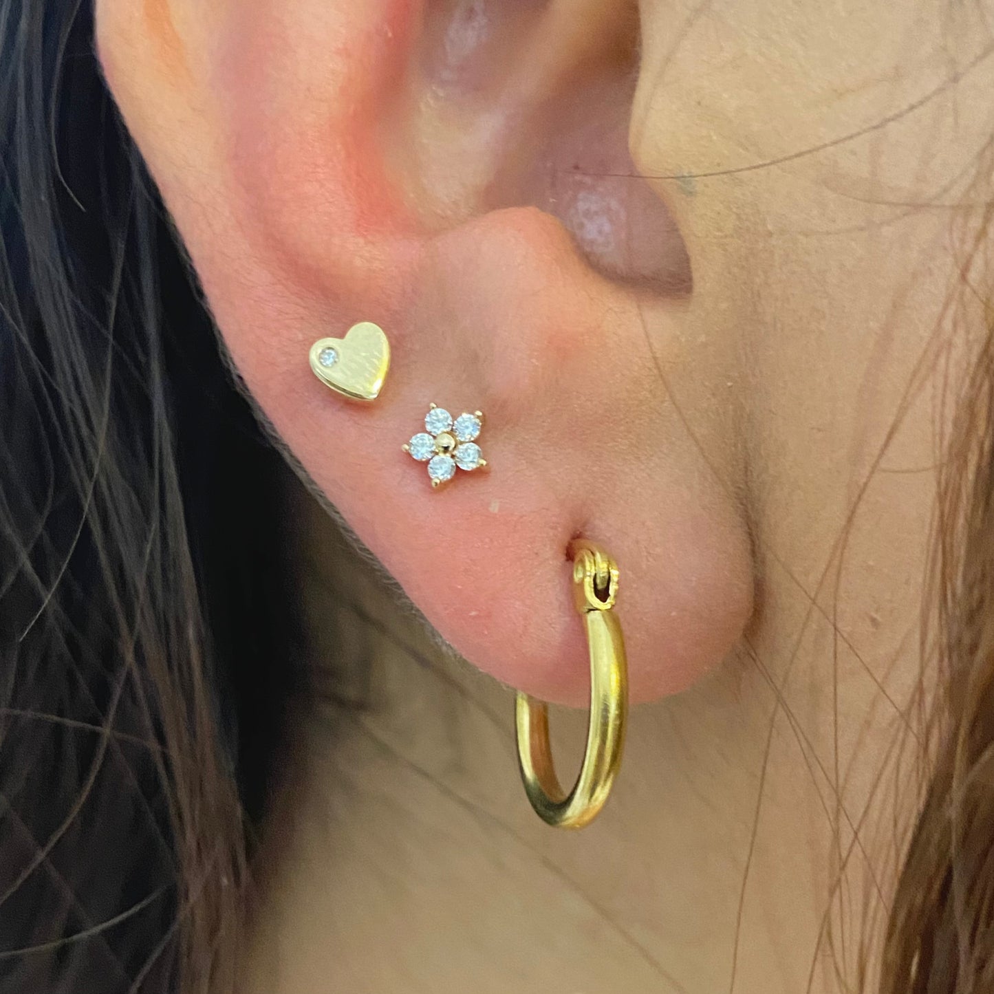 Heart Studs with Diamond Accent